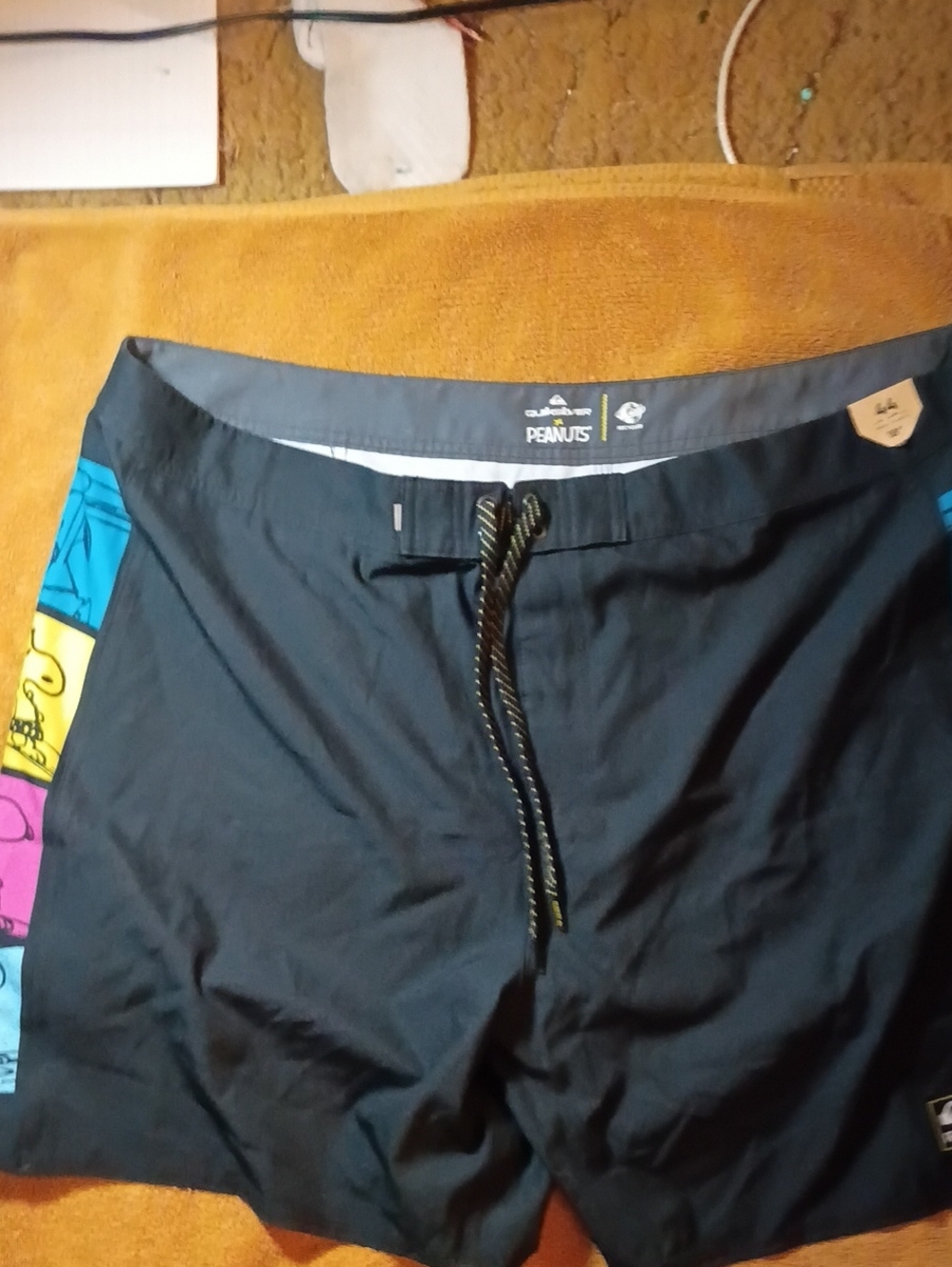 Quiksilver Men’s Navy Swim Shorts with Multicolor Peanuts Panels